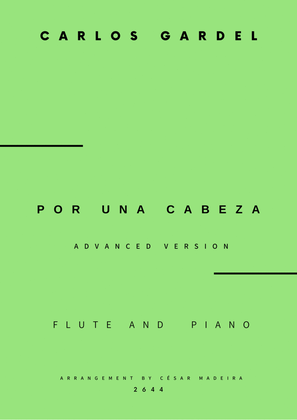 Book cover for Por Una Cabeza - Flute and Piano - Advanced (Full Score and Parts)