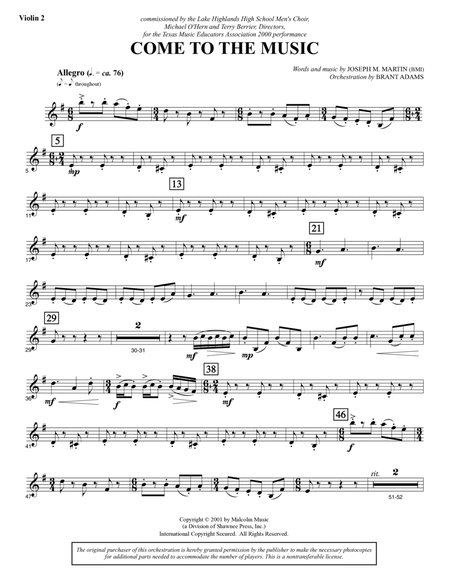 Come to the Music - Violin 2
