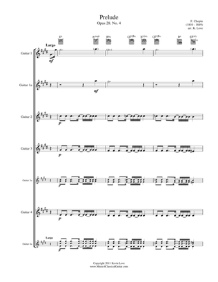 (Bossa) Prelude No. 4 (Guitar Quartet) - Score and Parts