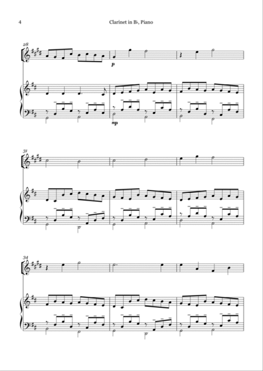 Canon in D For Clarinet in Bb And Piano Small Ensemble scores gallery preview page 4