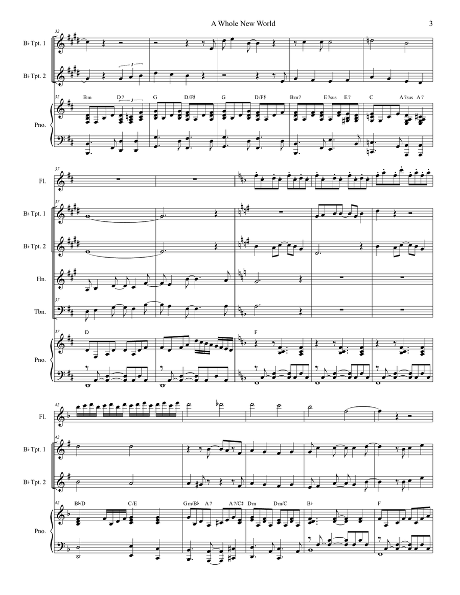A Whole New World (from 'Aladdin') Brass Ensemble scores gallery preview page 3
