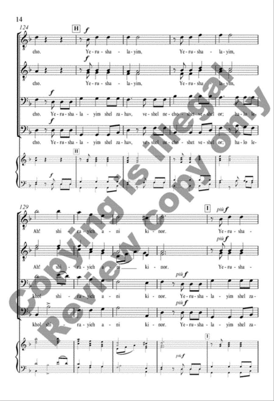 Yerushalayim Shel Zahav: (Jerusalem of Gold) TTBB scores gallery preview page 29