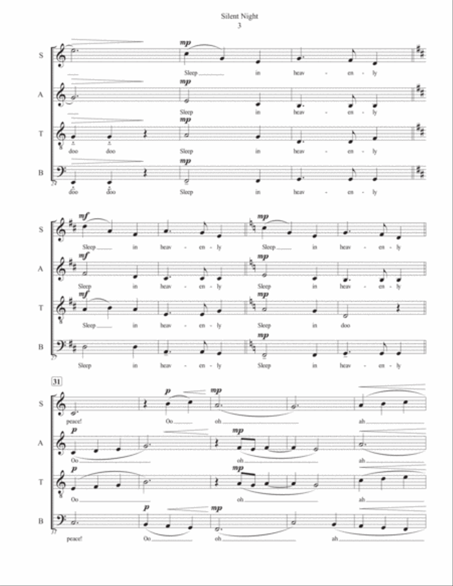 Silent Night - SATB Acappella 4-Part scores gallery preview page 3