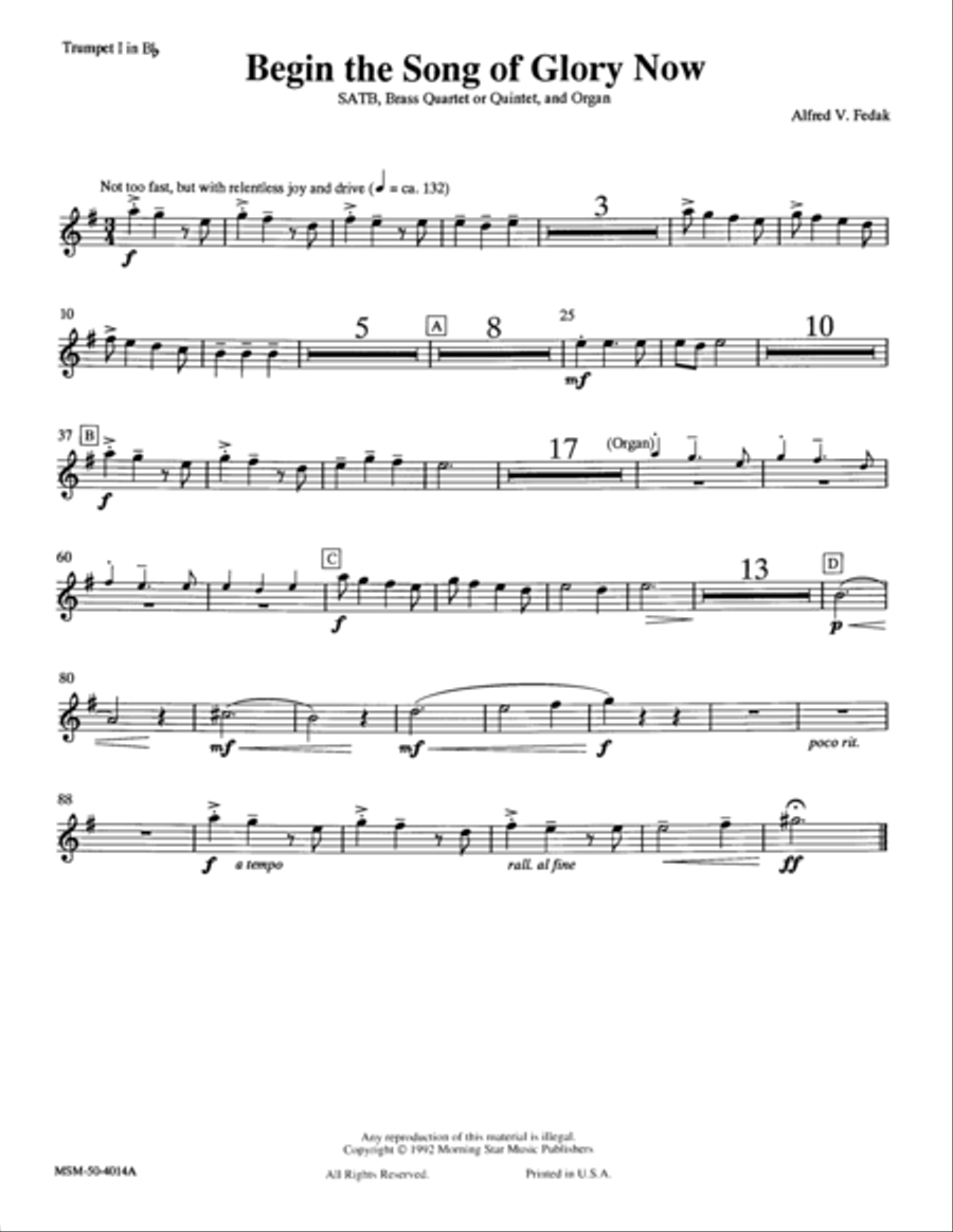 Begin the Song of Glory Now Choir scores gallery preview page 1