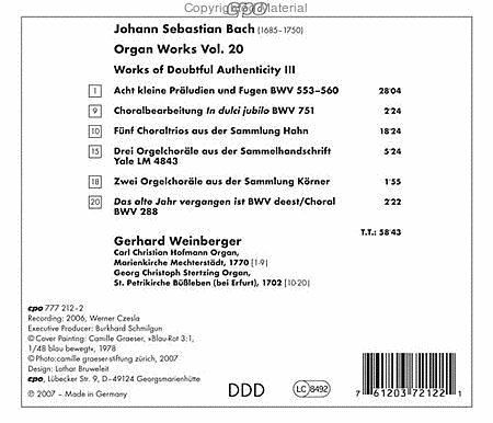 Bach: Organ Works Vol. 20