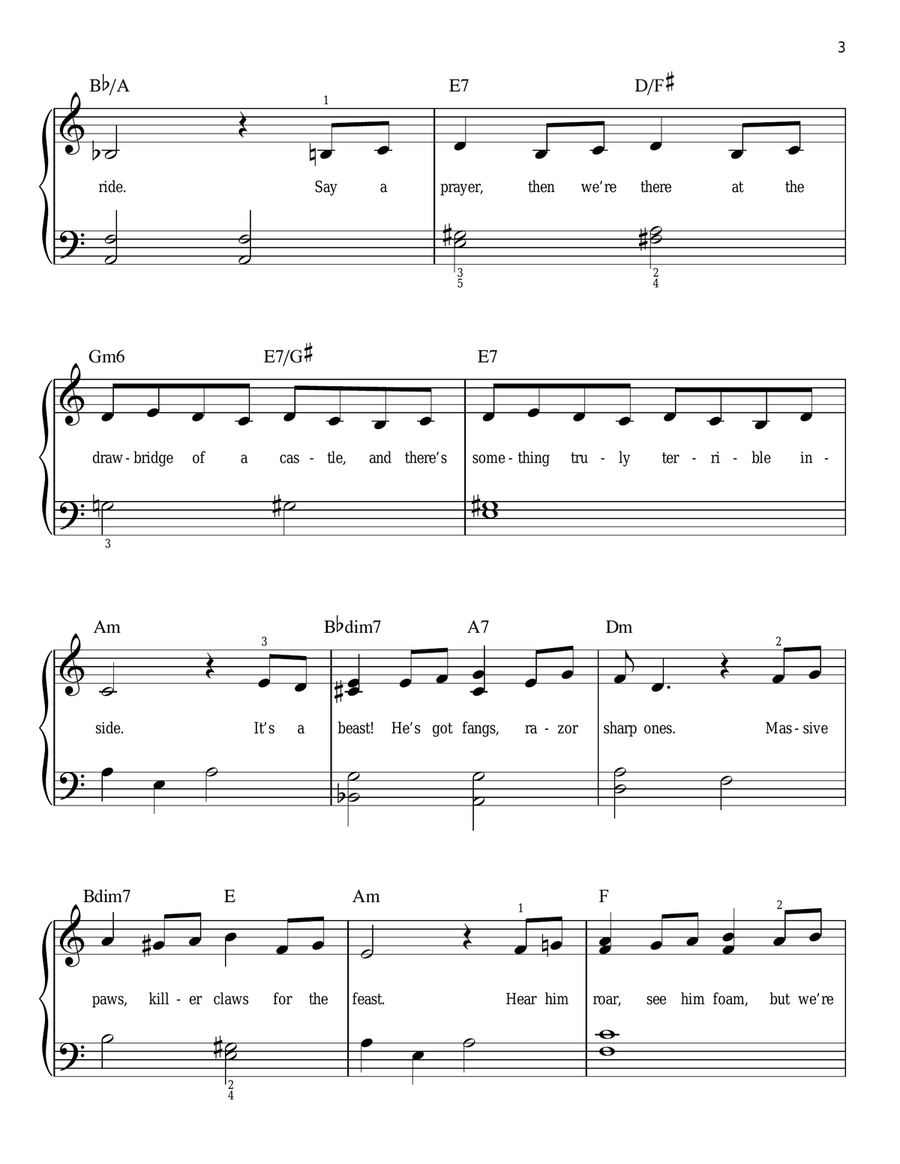 The Mob Song (from Beauty And The Beast) Easy Piano scores gallery preview page 3
