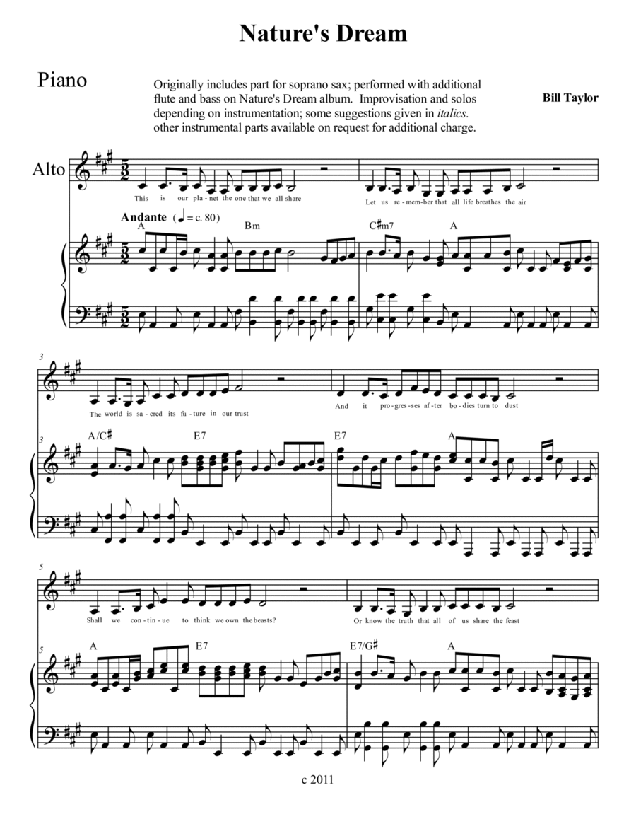 Nature's Dream Alto Voice scores gallery preview page 1