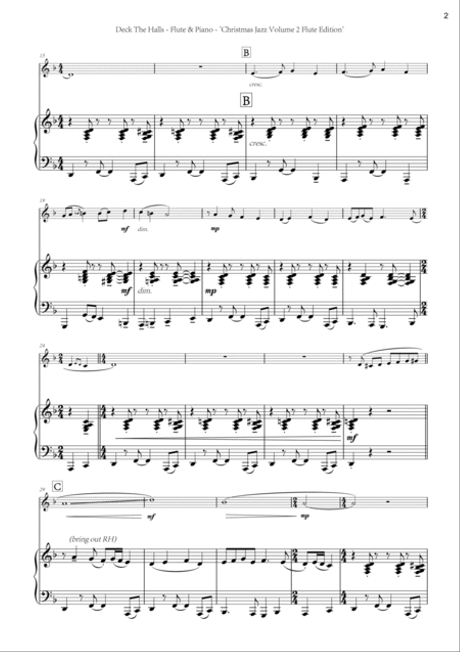 Deck The Halls - Flute and Piano by Chris Lawry and Keri Degg. Includes FREE demo and backing tracks Flute Solo scores gallery preview page 2