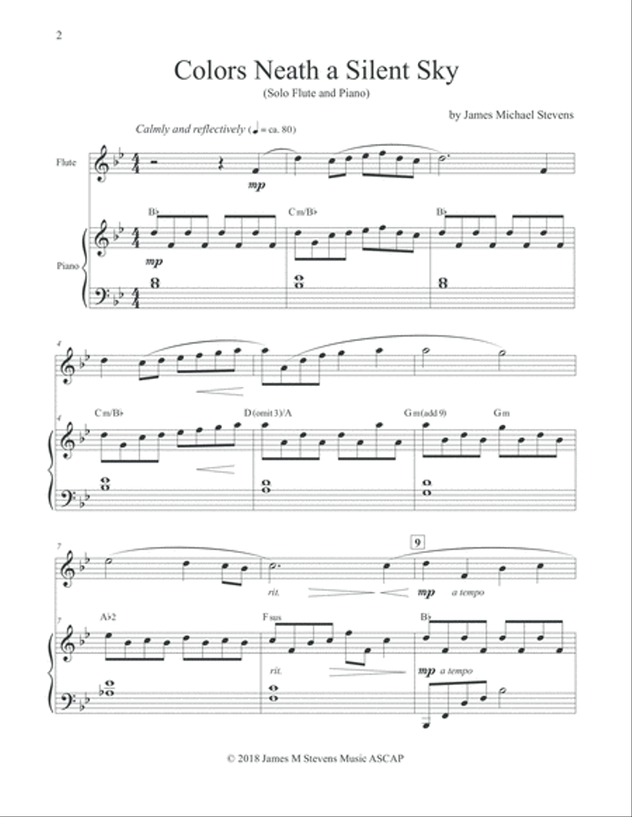 Colors Neath a Silent Sky - Flute & Piano Flute Solo scores gallery preview page 2