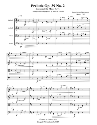 Beethoven: Prelude Op. 39 No. 2 for String Quartet