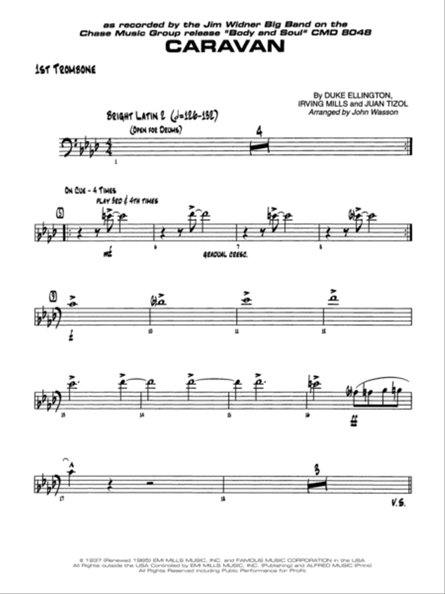 Caravan: 1st Trombone Jazz Ensemble scores gallery preview page 1
