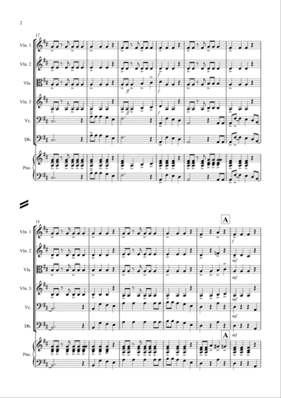 3 jazzy Christmas Pieces for String Orchestra String Quartet scores gallery preview page 2