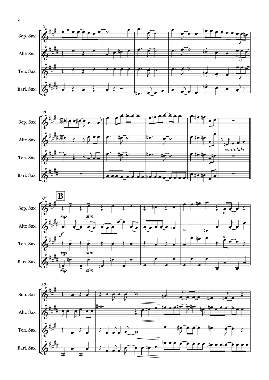 Seaside Rendezvous Saxophone Quartet scores gallery preview page 2