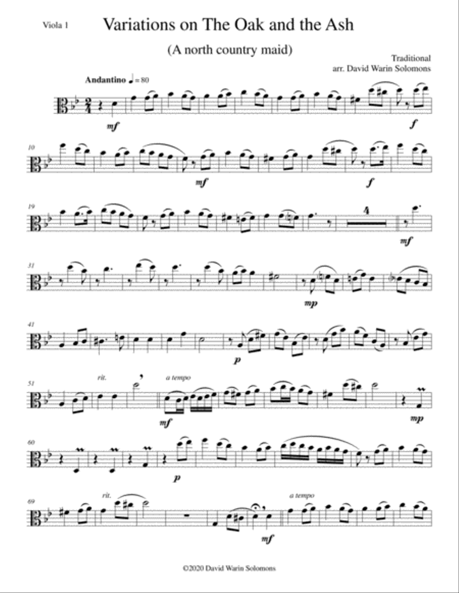 Variations on The Oak and the Ash (A north country Maid) for viola trio Viola Solo scores gallery preview page 6