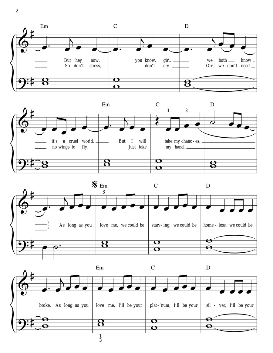As Long As You Love Me Easy Piano scores gallery preview page 2
