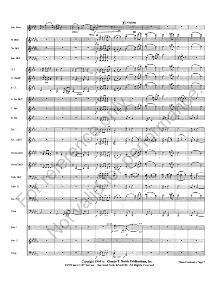 Three Contrasts for Two Horns And Wind Ensemble Concert Band scores gallery preview page 11