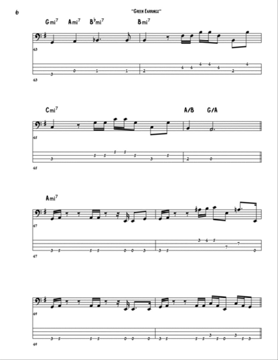 Green Earrings Bass Guitar scores gallery preview page 6