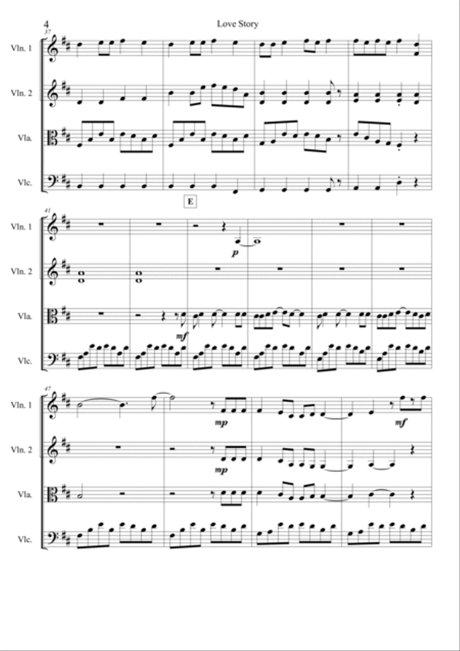 Love Story String Quartet scores gallery preview page 5