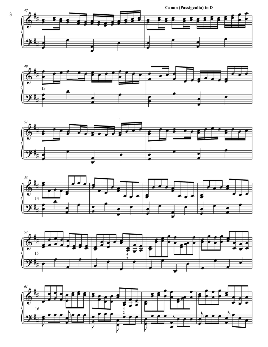 Original Canon in D for Piano Solo, directly from the Score Harpsichord scores gallery preview page 4