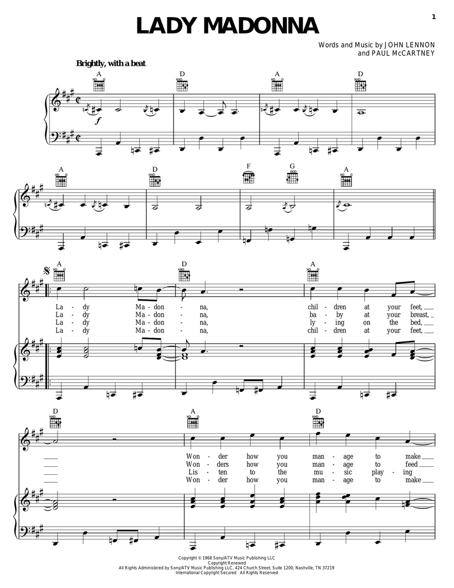 Lady Madonna Lady Madonna Acoustic Guitar scores gallery preview page 1
