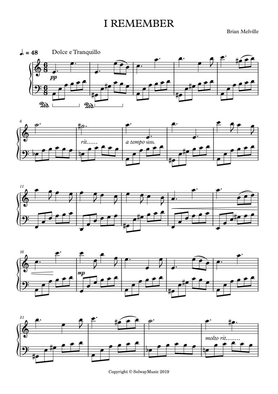 I REMEMBER I REMEMBER Piano Method scores gallery preview page 1