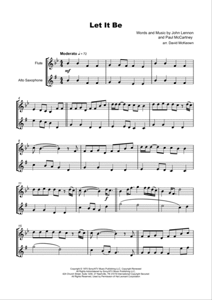 Let It Be Woodwind Duet scores gallery preview page 2