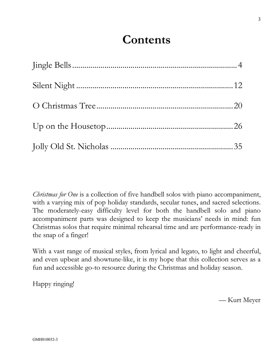 Christmas for One (Five Moderately-Easy Handbell Solos with Piano Accompaniment) Handbell Choir scores gallery preview page 5
