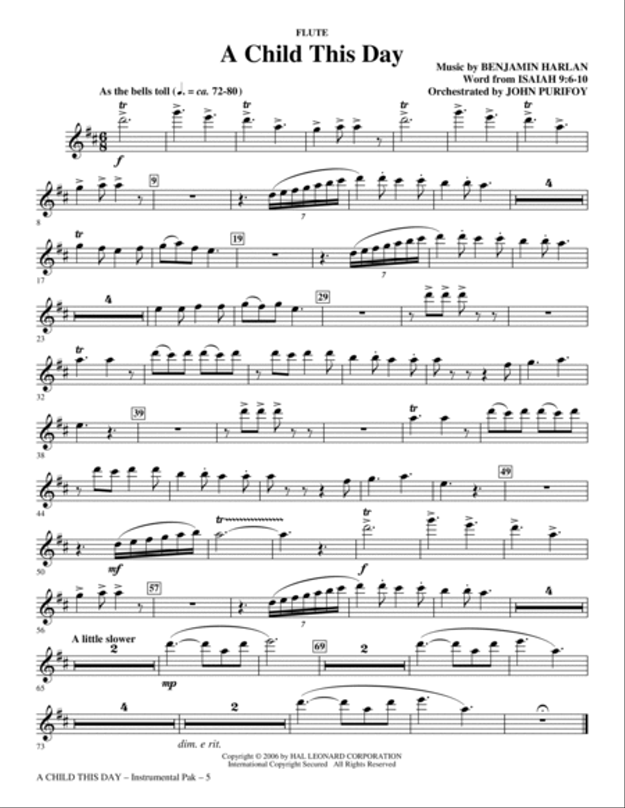 A Child This Day - Flute Choir scores gallery preview page 5