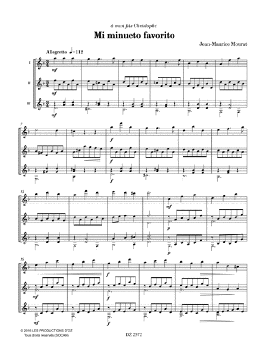 Mi minueto favorito Guitar Ensemble scores gallery preview page 2