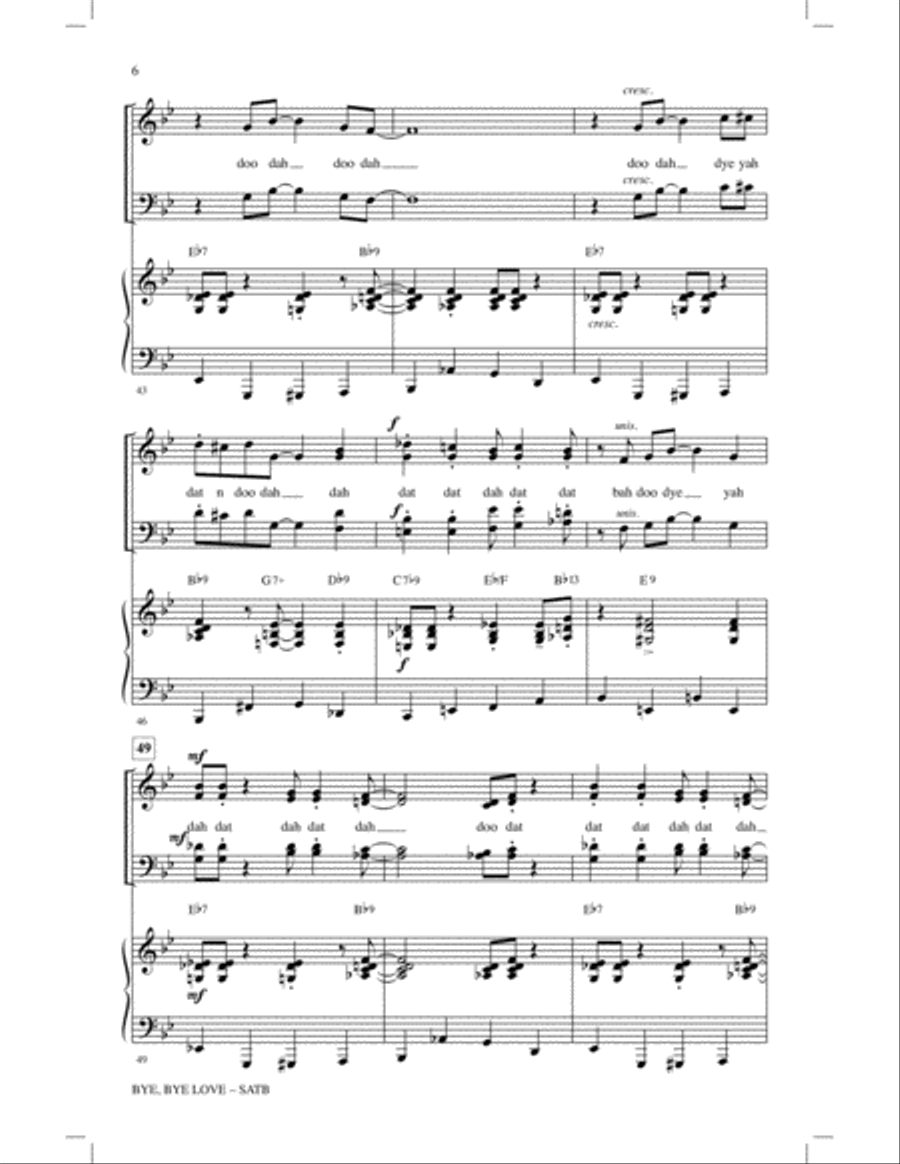 Bye Bye Love 4-Part scores gallery preview page 5