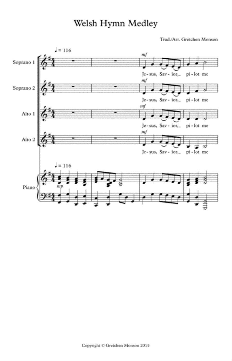 Welsh Hymn Medley Welsh Hymn Medley SSAA scores gallery preview page 2
