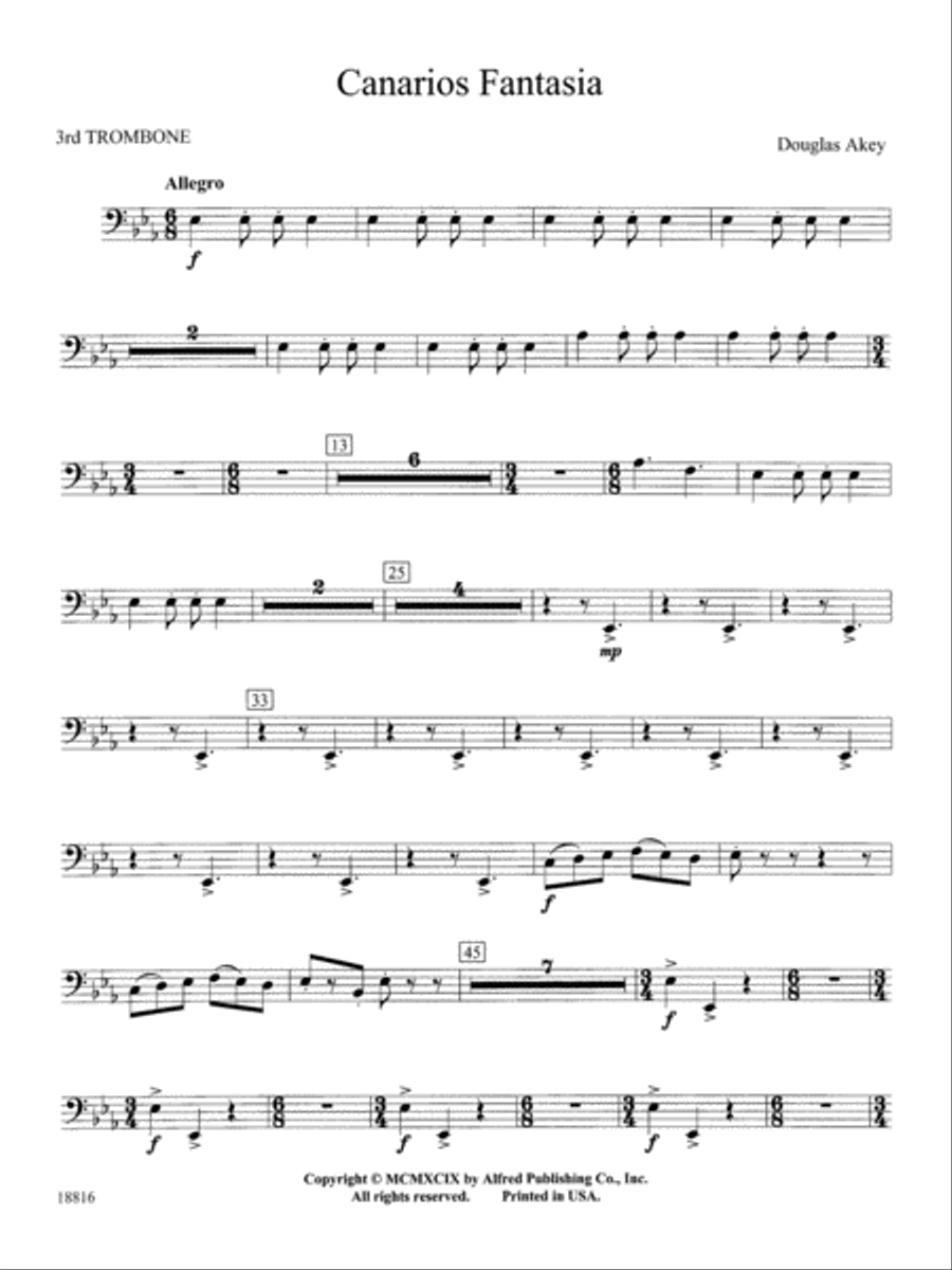 Canarios Fantasia: 3rd Trombone Concert Band scores gallery preview page 1