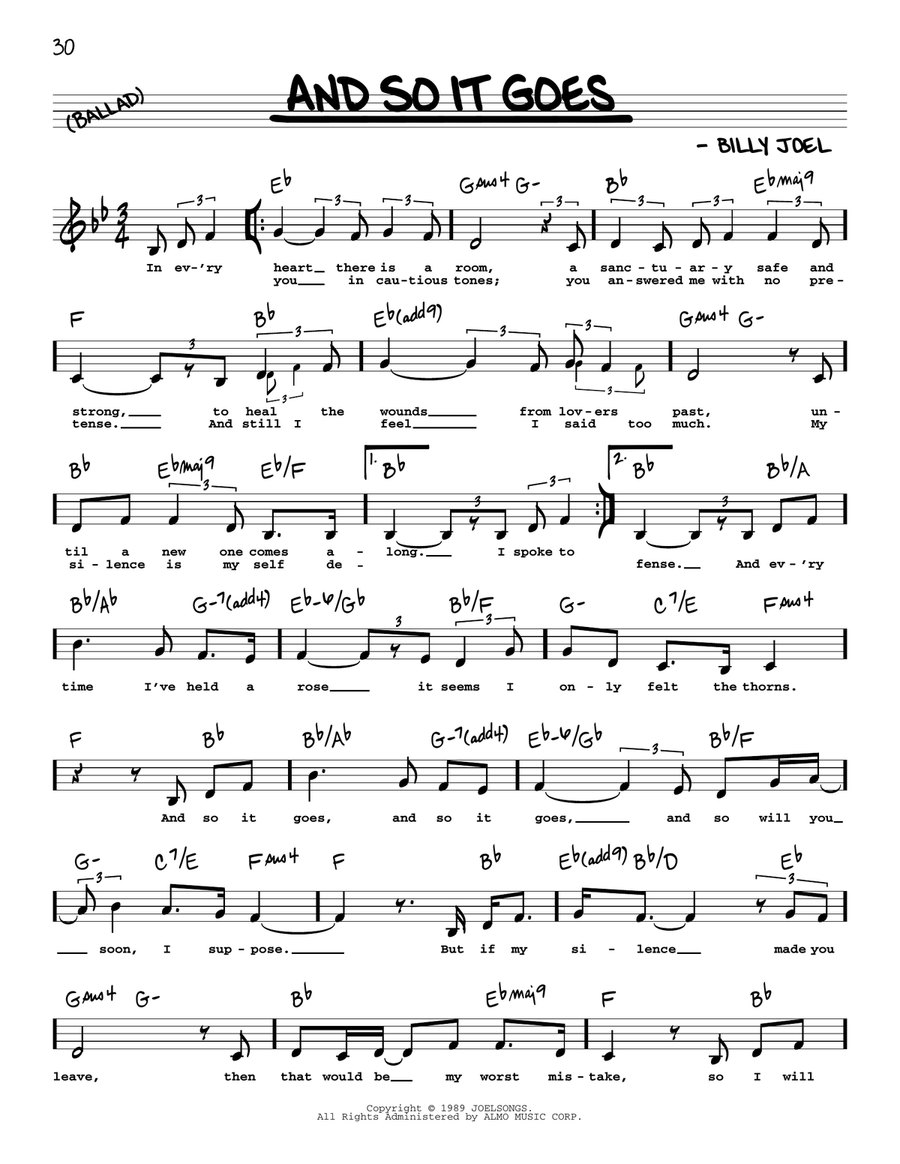 And So It Goes (Low Voice) Low Voice scores gallery preview page 1