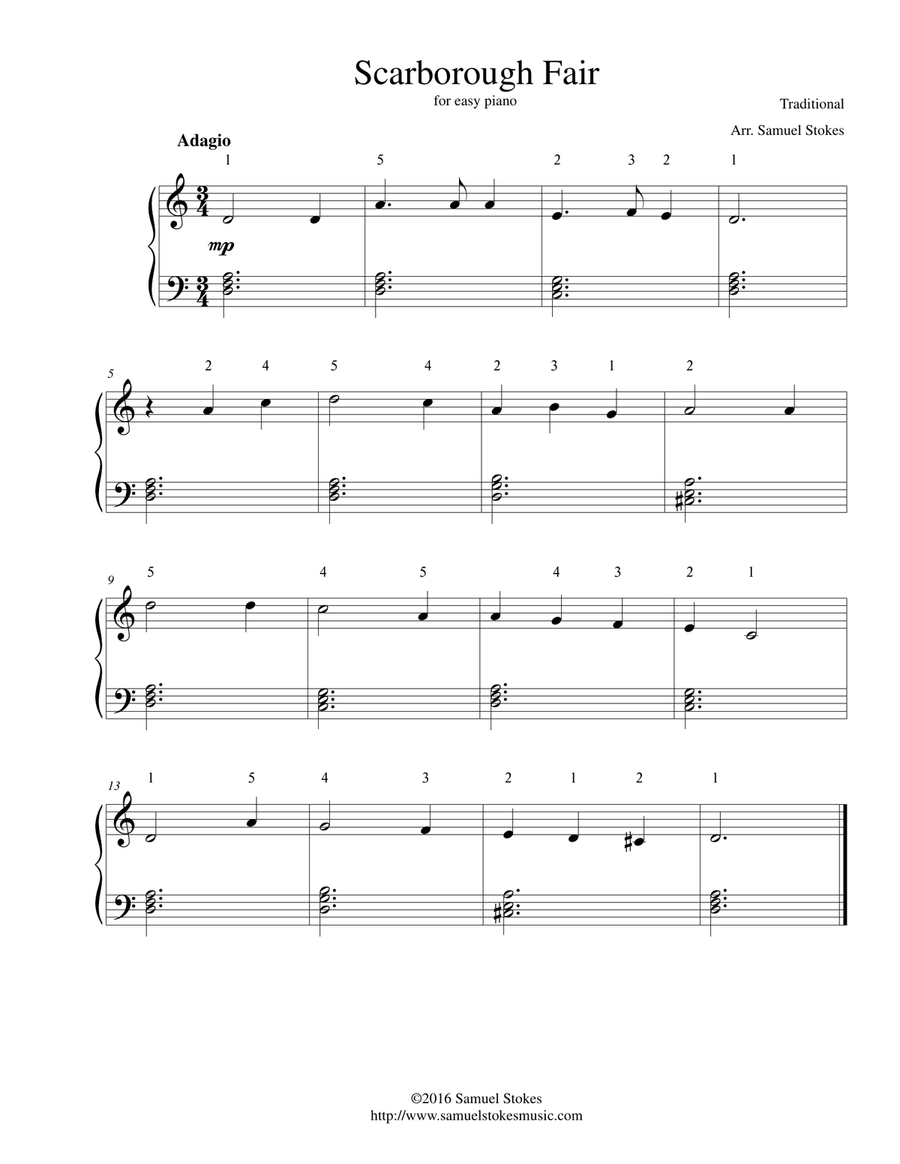 Scarborough Fair - for easy piano Piano Method scores gallery preview page 1