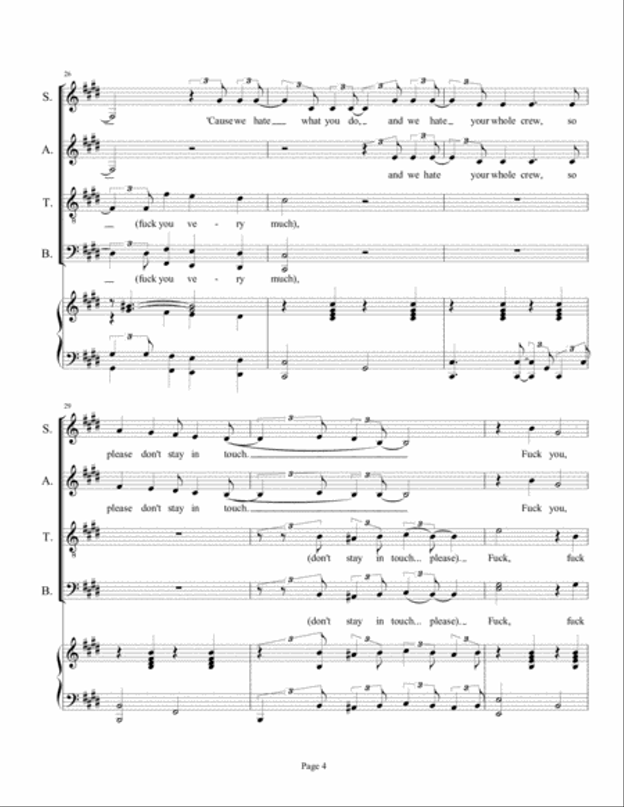 Fuck You 4-Part scores gallery preview page 4