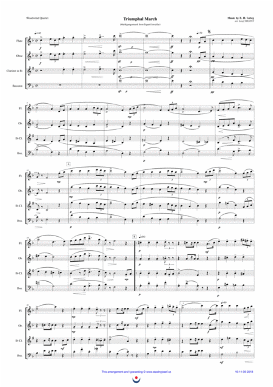 Triumphal March (Grieg) Triumphal March (Grieg) Woodwind Quartet scores gallery preview page 1