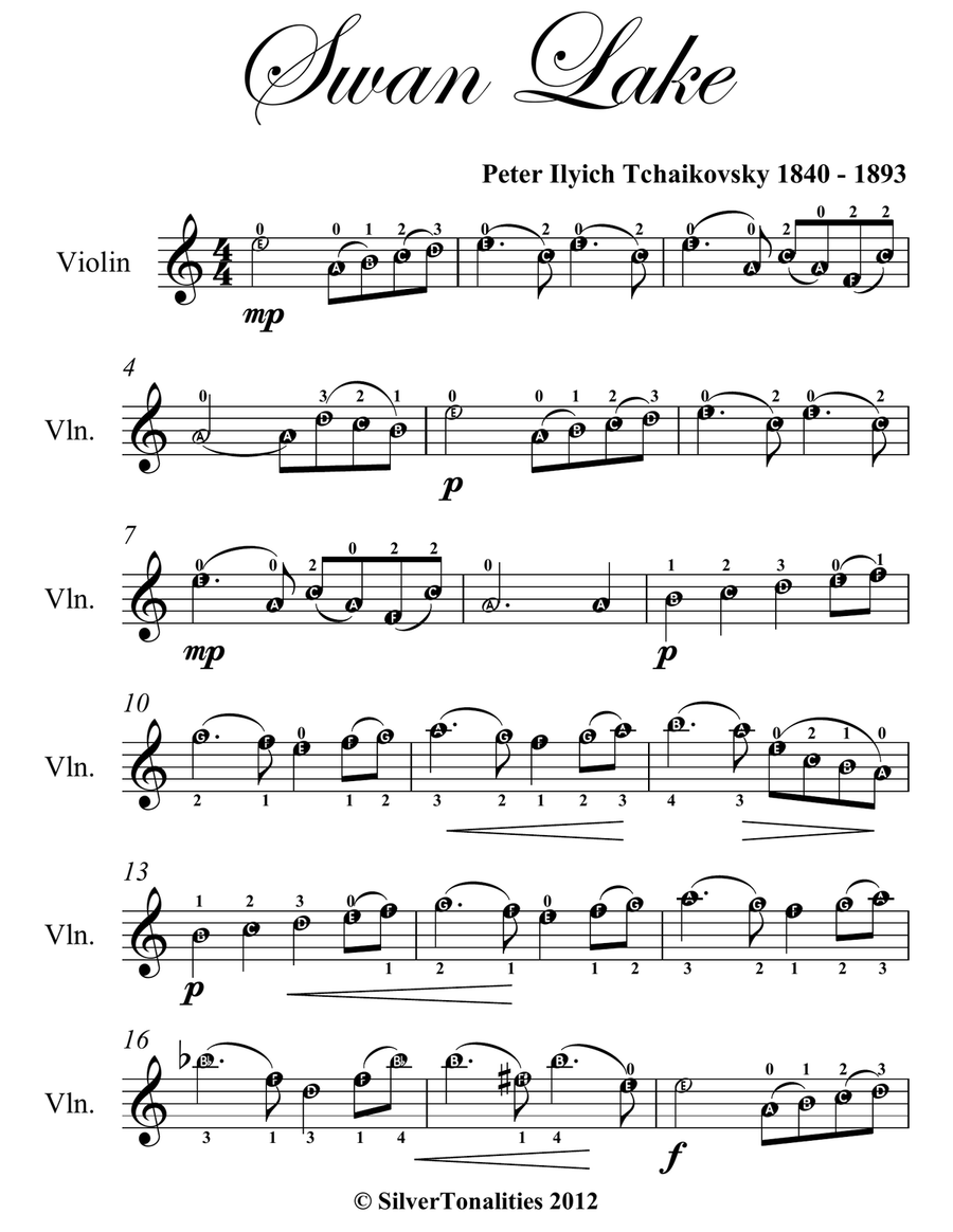 Swan Lake Theme Easy Violin Sheet Music Violin Solo scores gallery preview page 2