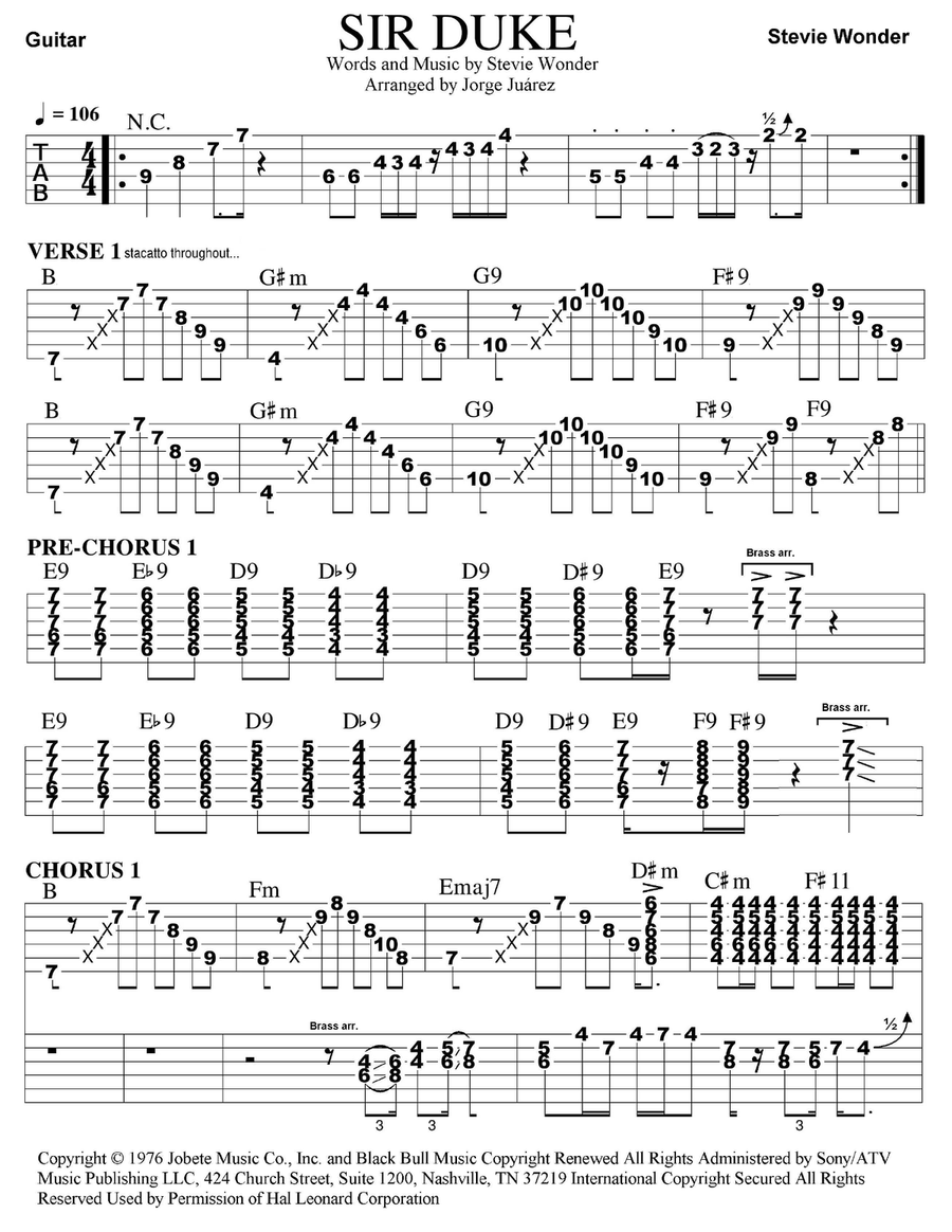 Sir Duke Acoustic Guitar scores gallery preview page 1