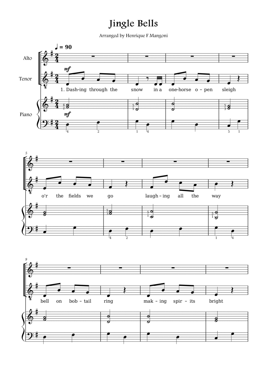 Jingle Bells 2-Part scores gallery preview page 1