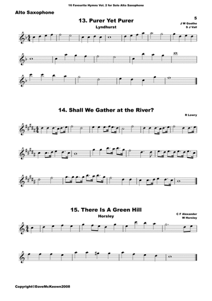 16 Favourite Hymns Vol.2 for solo Alto Saxophone image number null