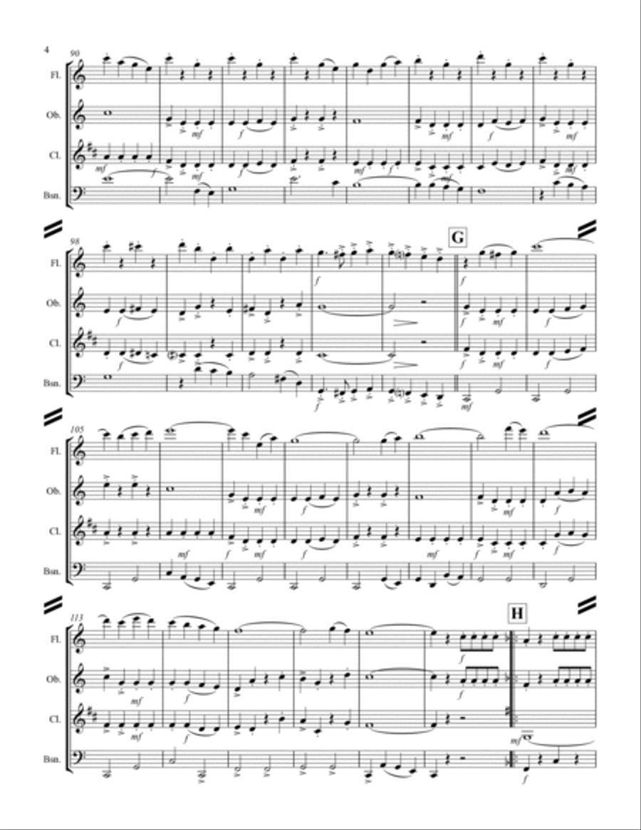 March - “Colonel Bogey” (for Woodwind Quartet) Woodwind Quartet scores gallery preview page 5