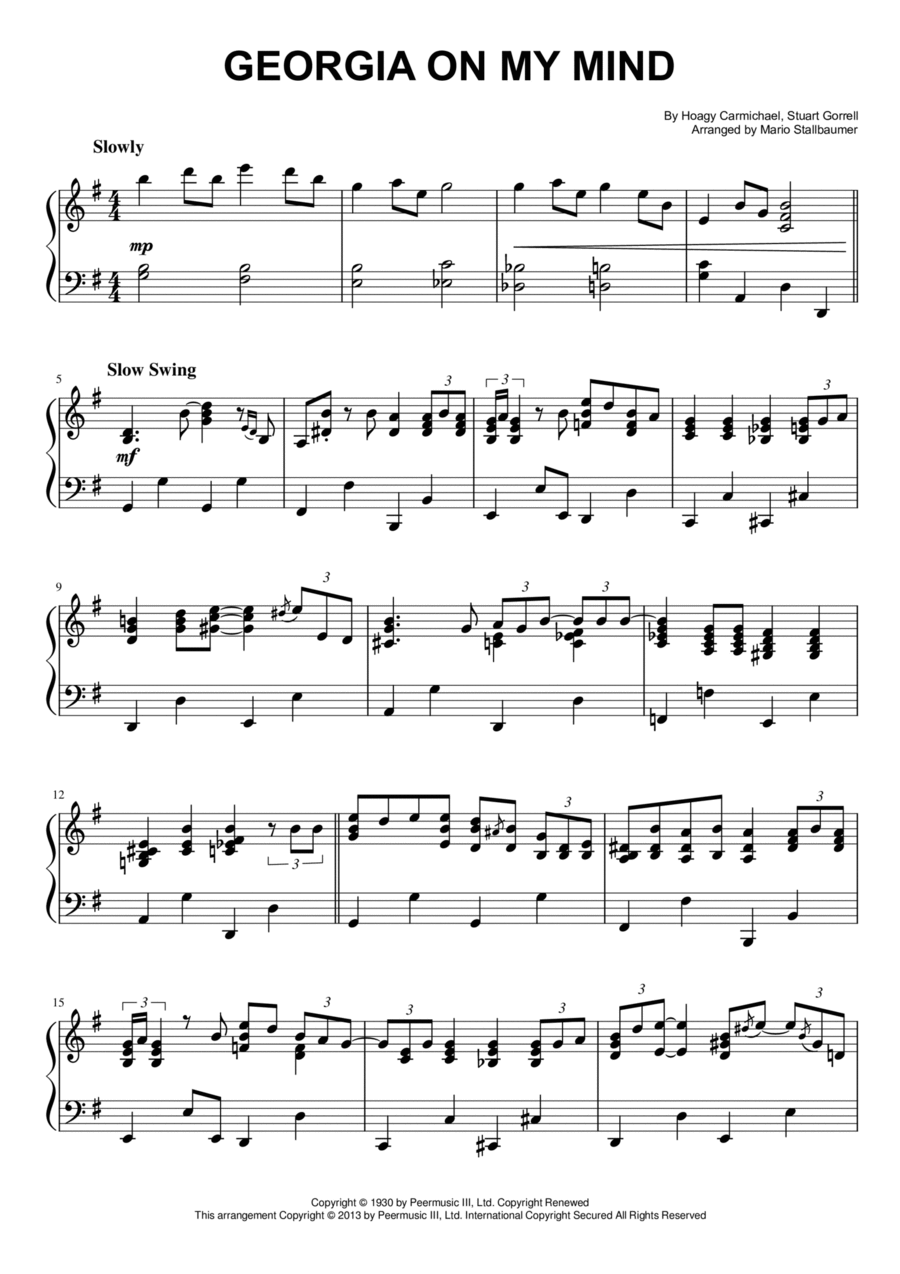 Georgia On My Mind Piano Solo scores gallery preview page 1