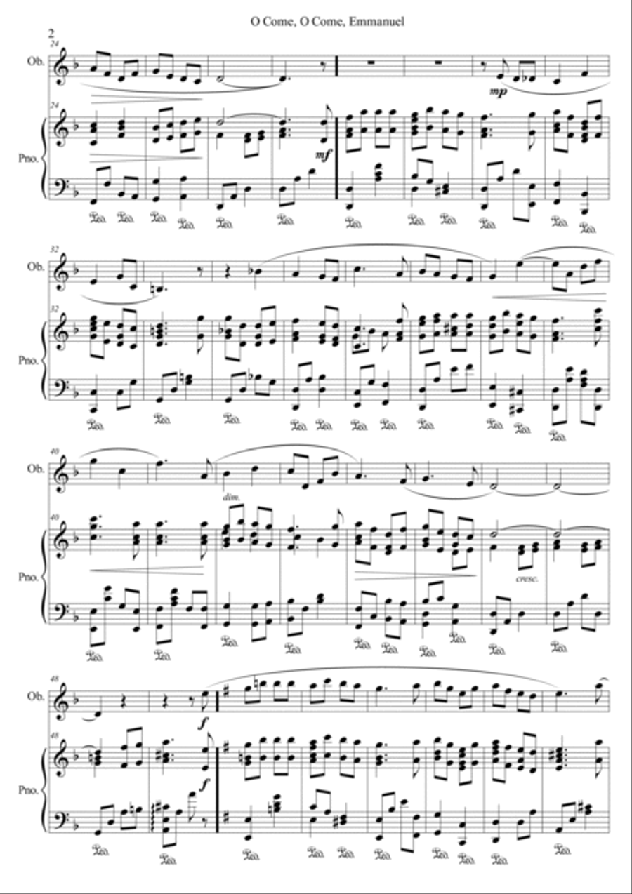 O Come, O Come, Emmanuel (for Oboe & Piano) Piano scores gallery preview page 2