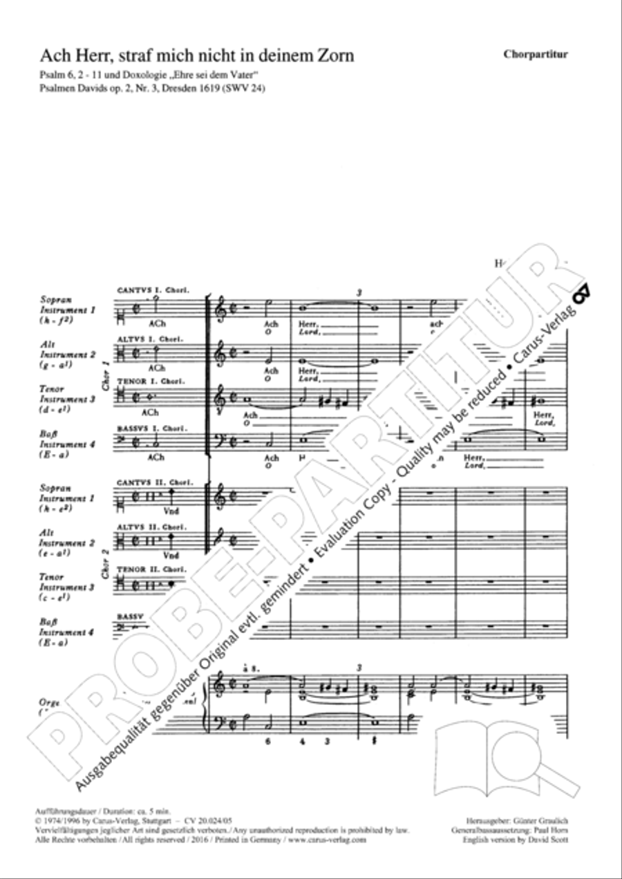 O Lord, rebuke me not in thy wrath (Ach Herr, straf mich nicht in deinem Zorn) 4-Part scores gallery preview page 2