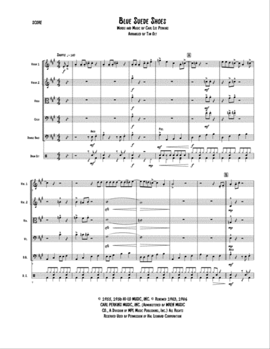 Blue Suede Shoes String Quintet scores gallery preview page 1