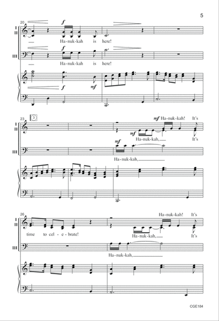 Hanukkah is Here! Three-part Mixed 3-Part scores gallery preview page 5