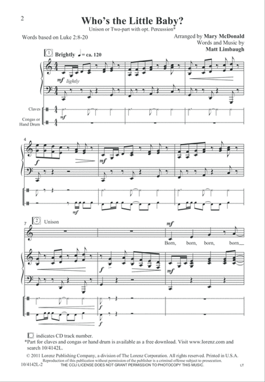Who's the Little Baby? Unison Choir scores gallery preview page 2