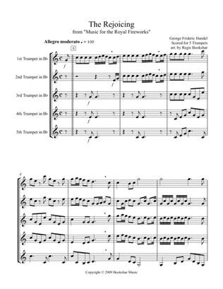 Rejoicing, The (from "Music for the Royal Fireworks") (Bb) (Trumpet Quintet)