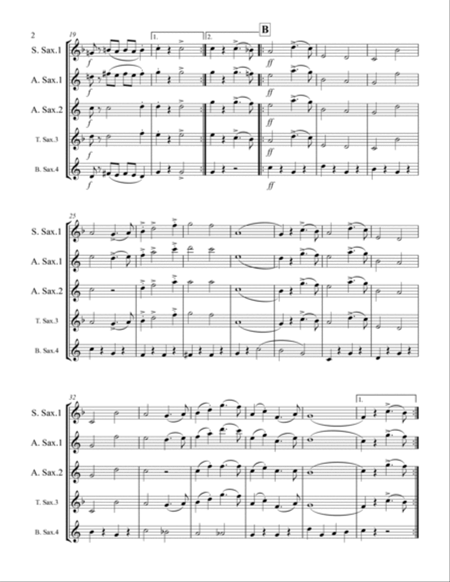 March - The Stars and Stripes Forever (for Saxophone Quartet SATB or AATB) Saxophone Quartet scores gallery preview page 3