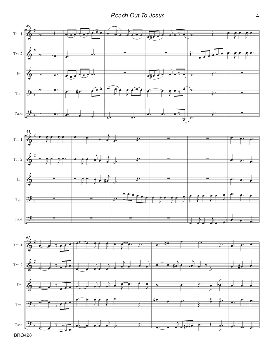 Reach Out To Jesus Brass Ensemble scores gallery preview page 4